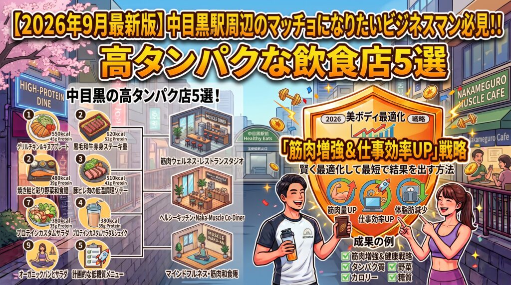 【2026年9月最新版】中目黒駅周辺のマッチョになりたいビジネスマン必見！！高タンパクな飲食店５選