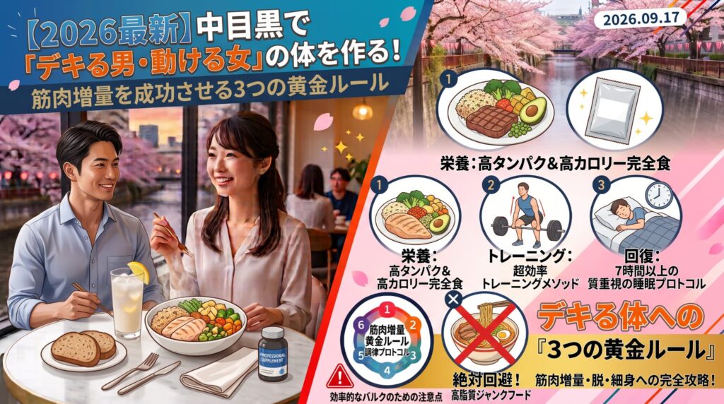 【2026最新】中目黒で「デキる男・動ける女」の体を作る！筋肉増量を成功させる3つの黄金ルール