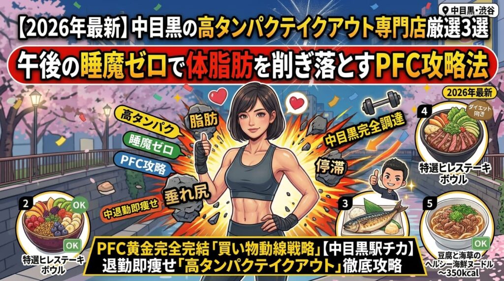 2026年最新！中目黒の高タンパクテイクアウト専門店厳選3選：午後の睡魔ゼロで体脂肪を削ぎ落とすPFC攻略法