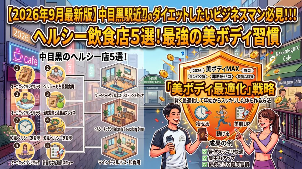 【2026年1月最新版】中目黒駅近辺のダイエットしたいビジネスマン必見！！！ヘルシーな飲食店5選！！