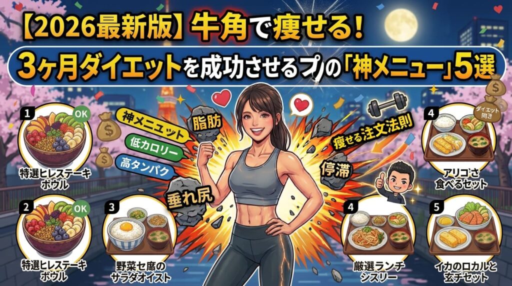 【2026最新版】牛角で痩せる！3ヶ月ダイエットを成功させるプロ推奨の「神メニュー」5選