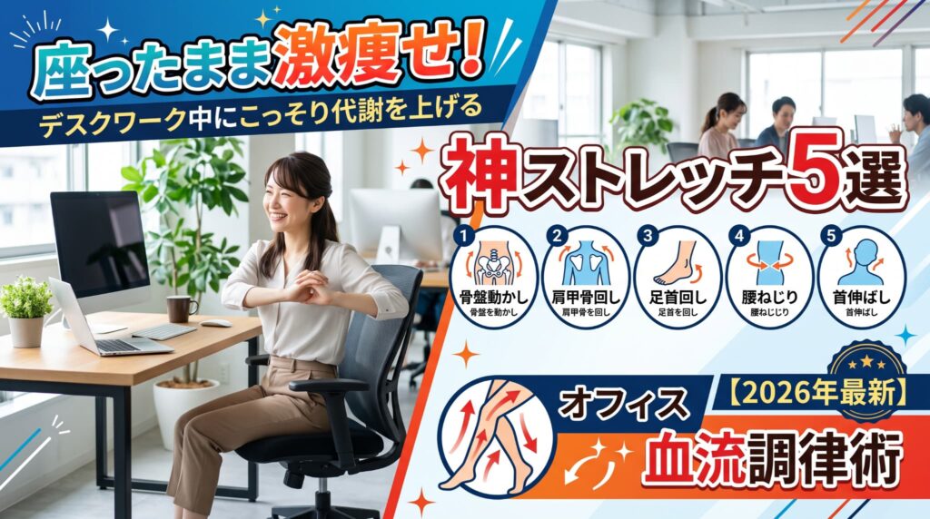 座ったまま激痩せ！デスクワーク中にこっそり代謝を上げる「神ストレッチ5選」とオフィス血流調律術