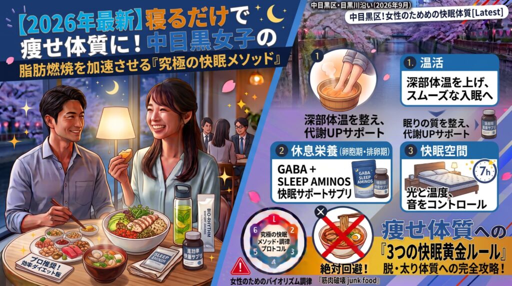 【2026年最新】寝るだけで痩せ体質に！中目黒女子の脂肪燃焼を加速させる「究極の快眠メソッド」